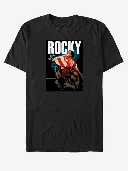 ZOOT.Fan Črna unisex majica ZOOT.Fan Rocky in zastava