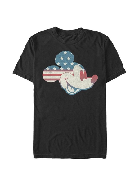 ZOOT.Fan Črna moška majica Disney Miki Ameriška zastava Izpolnjen