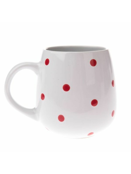 Casa de Engel Keramična skodelica, bela z rdečimi pikami, 520 ml, 12/36