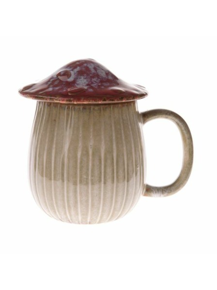 Casa de Engel Keramična skodelica z pokrovom - goba, 550ml, rdeča, 1/16