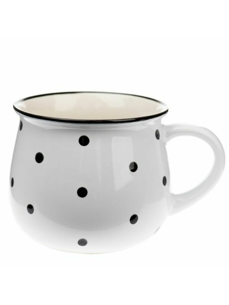 Casa de Engel Keramična skodelica, bela s črnimi pikami, 770ml, 6/24