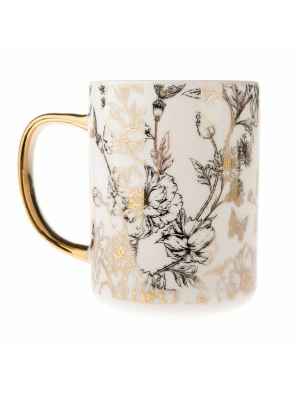 Casa de Engel Porcelanasta skodelica z zlatim ročajem, 425ml, 12/36