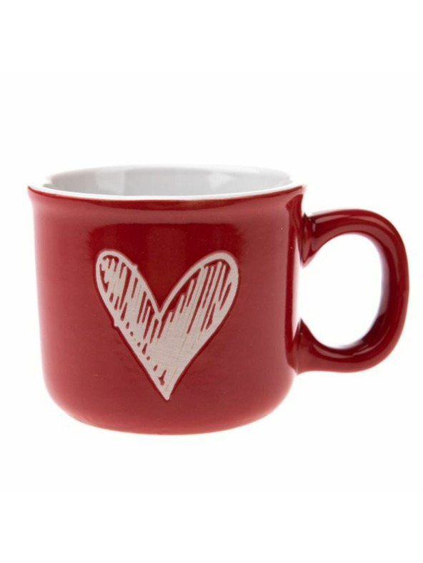 Casa de Engel Keramična skodelica s srcem, rdeča, 90ml, 12/96
