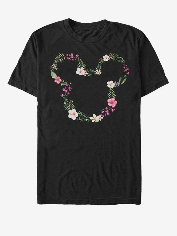 ZOOT.Fan Črna moška majica Disney s cvetličnim motivom Mickeyja