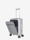 Travelite Potovalni kovček Travelite Next 4w S s sprednjim žepom v srebrni barvi