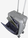 Travelite Potovalni kovček Travelite Next 4w S s sprednjim žepom v srebrni barvi