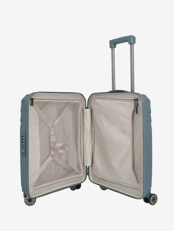 Travelite Komplet treh potovalnih kovčkov Travelite Elvaa 4w S,M,L v sivo-modri barvi