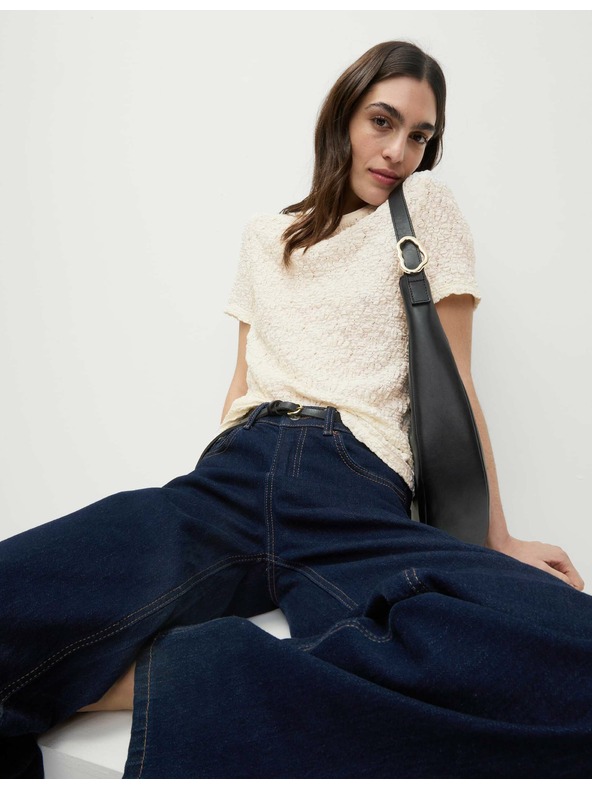 Marks & Spencer Teksturirana majica z visoko vsebnostjo bombaža Marks & Spencer zunaj bele barve