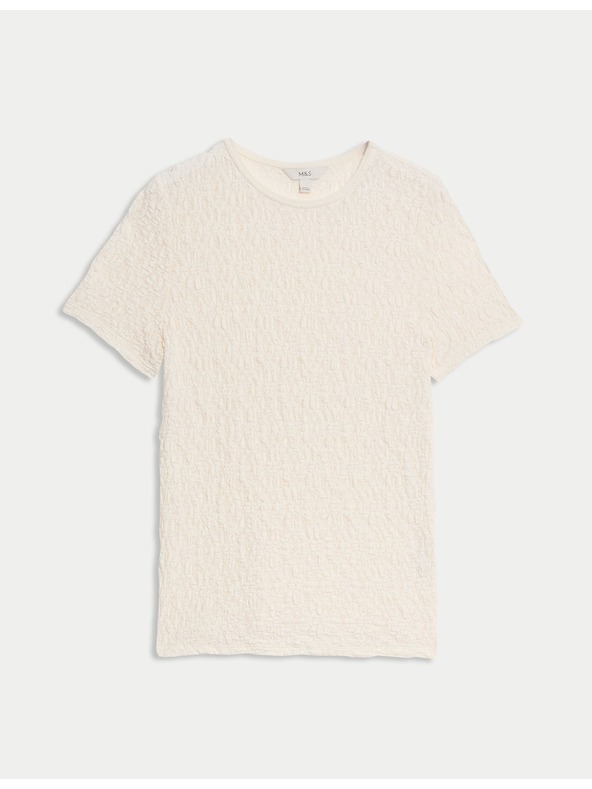 Marks & Spencer Teksturirana majica z visoko vsebnostjo bombaža Marks & Spencer zunaj bele barve