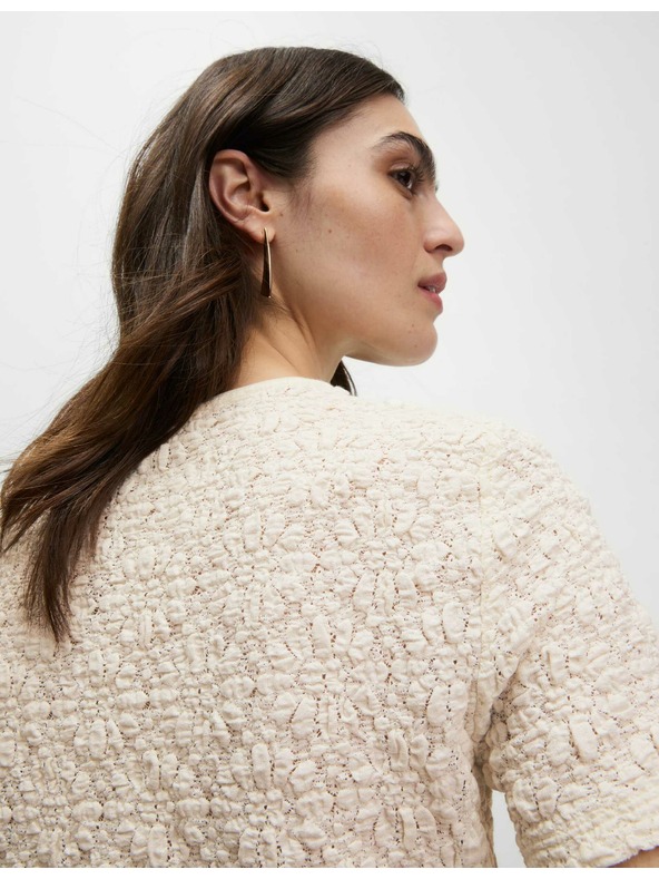 Marks & Spencer Teksturirana majica z visoko vsebnostjo bombaža Marks & Spencer zunaj bele barve