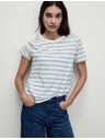 Marks & Spencer Črtasta majica iz čistega bombaža regularnega kroja Marks & Spencer bela