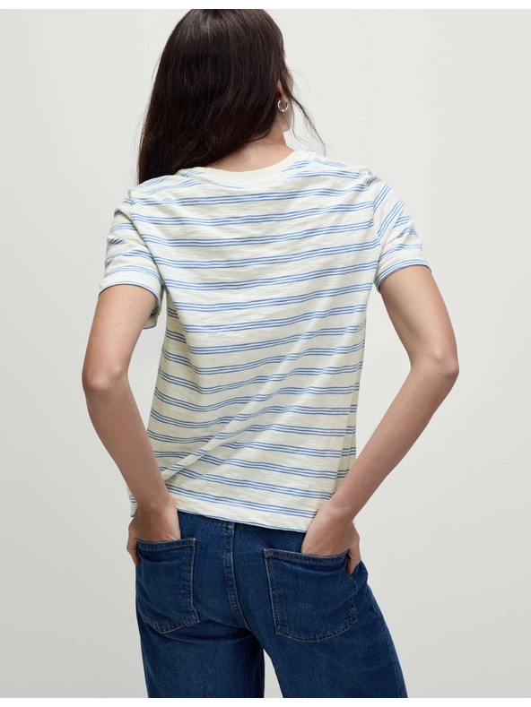 Marks & Spencer Črtasta majica iz čistega bombaža regularnega kroja Marks & Spencer bela