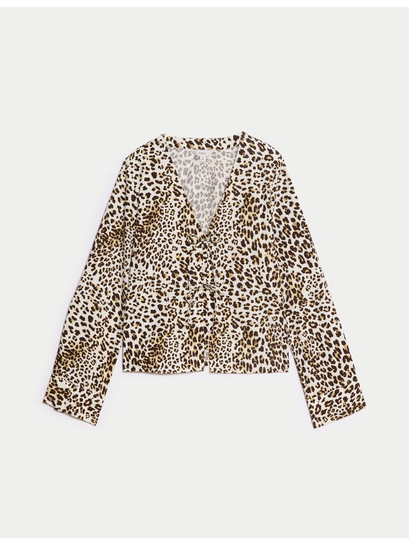 Marks & Spencer Potiskana majica s kravato spredaj, čisti bombaž Marks & Spencer rjava