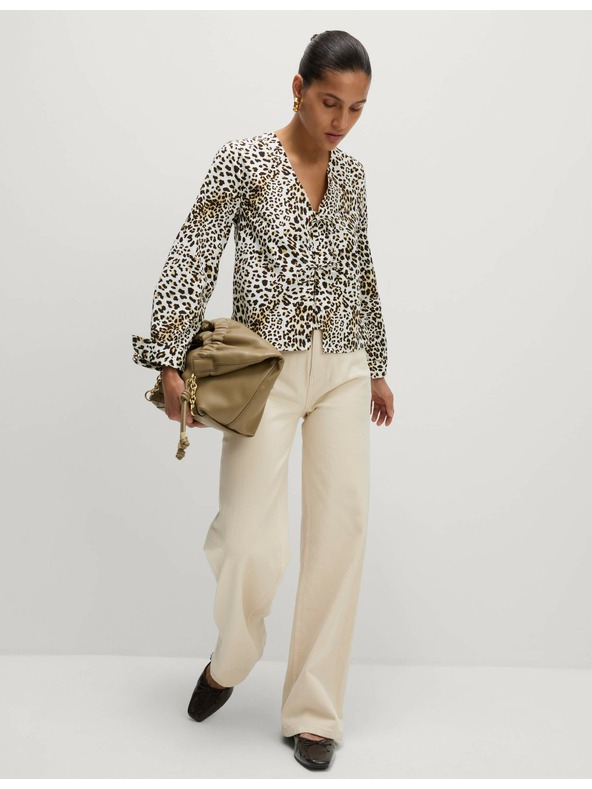 Marks & Spencer Potiskana majica s kravato spredaj, čisti bombaž Marks & Spencer rjava