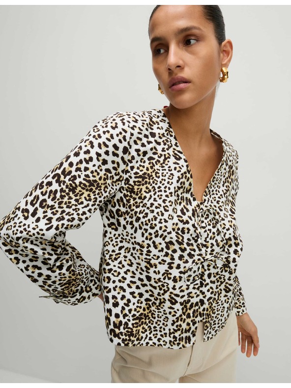 Marks & Spencer Potiskana majica s kravato spredaj, čisti bombaž Marks & Spencer rjava