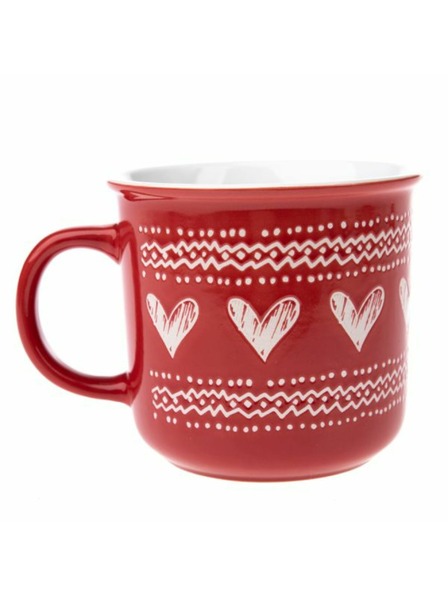 Casa de Engel Keramična skodelica s srčki, rdeča, 450ml, 6/36