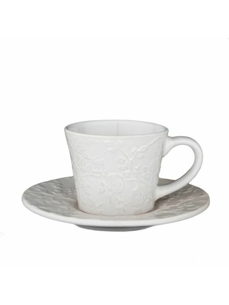 Casa de Engel Keramična skodelica s podstavkom z rožicami, 4/24