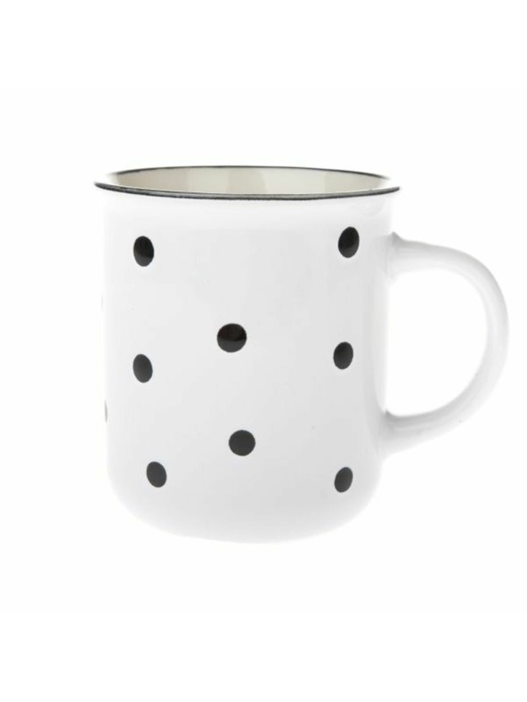 Casa de Engel Keramična skodelica, bela s črnimi pikami, 350ml, 6/36