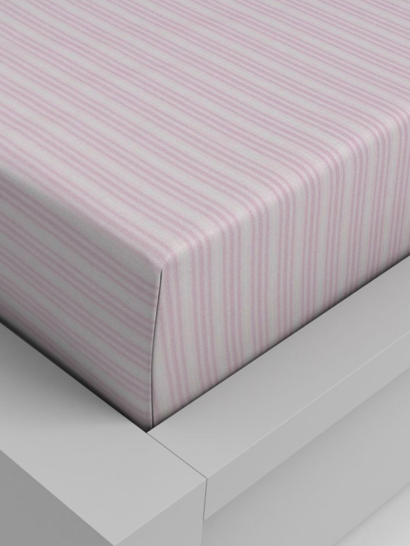 Kvalitex Bombažna natezna rjuha 220x200cm rožnati pas Kvalitex