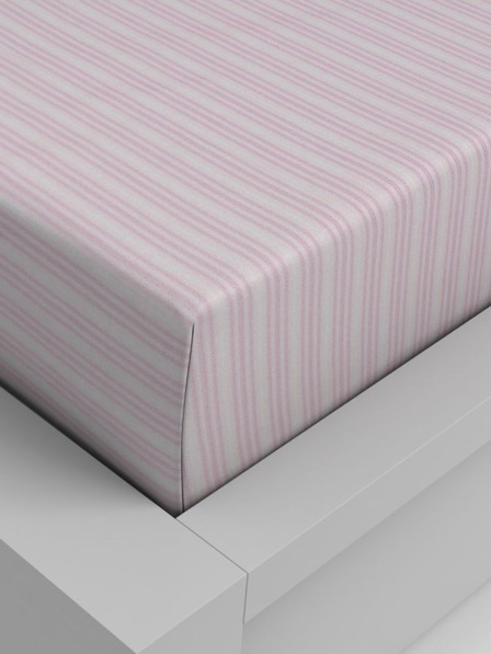 Kvalitex Bombažna natezna rjuha 220x200cm rožnati pas Kvalitex