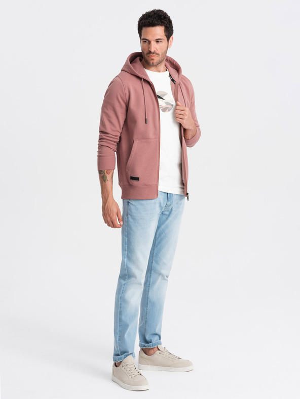 Ombre Clothing Moška bombažna jopa BASIC z zadrgo Ombre Clothing