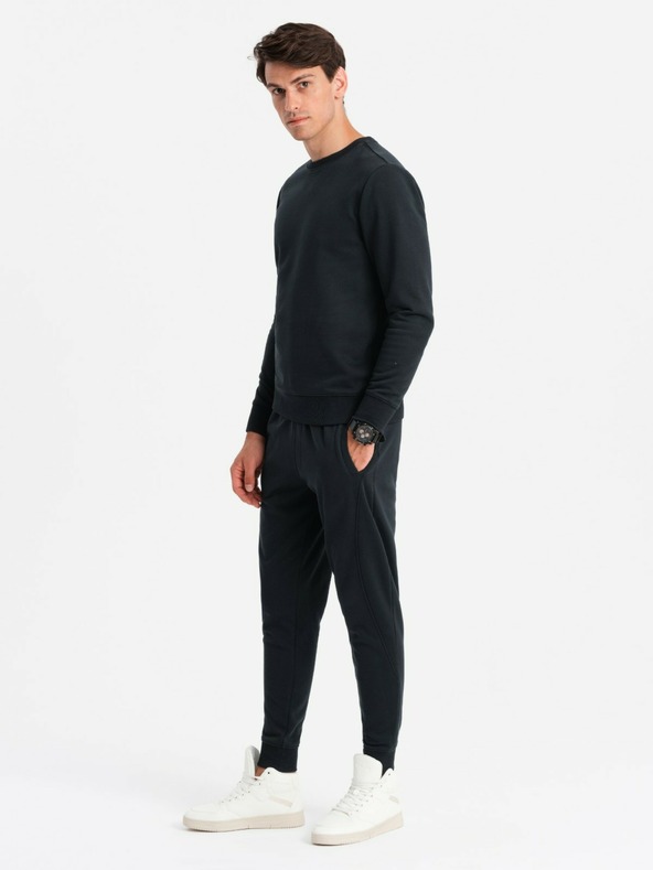 Ombre Clothing OSNOVNA moška bombažna jopa OSNOVNA črna Ombre Clothing