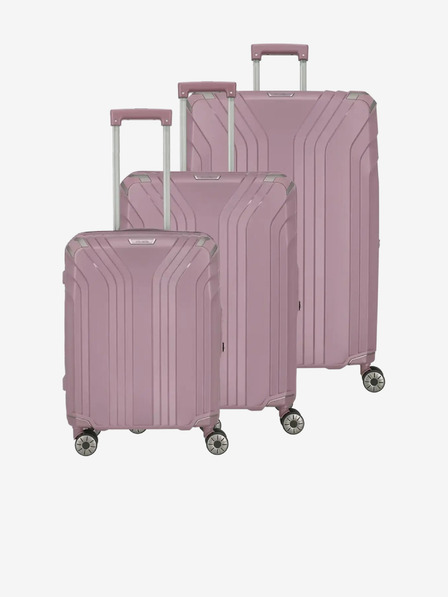 Travelite Komplet treh ženskih potovalnih kovčkov v roza barvi Travelite Elvaa 4w S,M,L Rosé