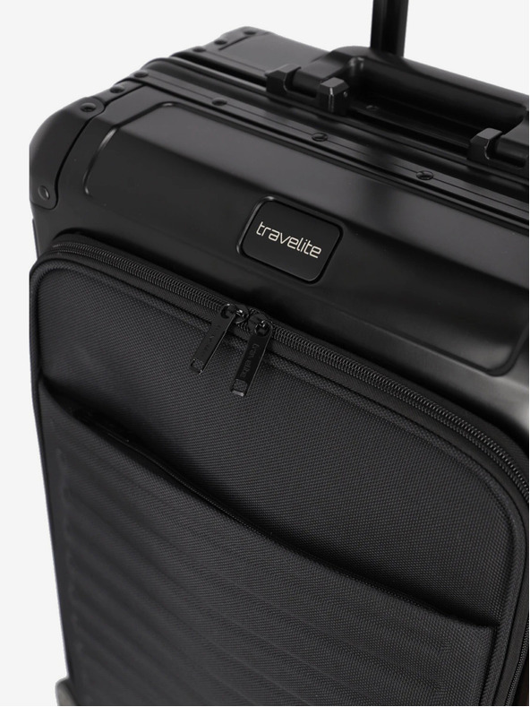 Travelite Črn kovček Travelite Next 4w S Prednji žep