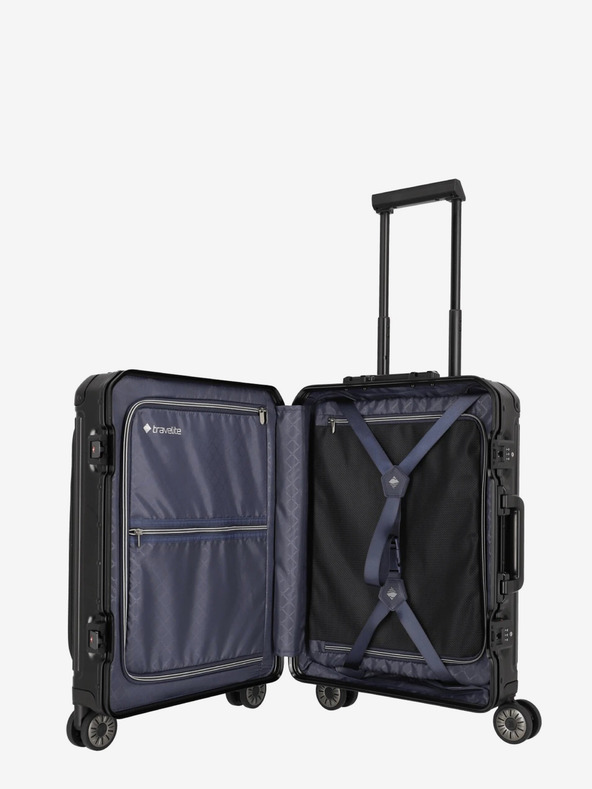Travelite Črn kovček Travelite Next 4w S Prednji žep