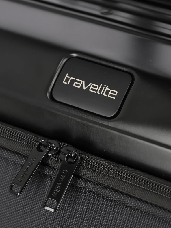 Travelite Črn kovček Travelite Next 4w S Prednji žep