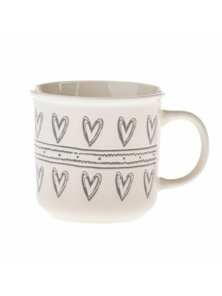 Casa de Engel Keramična skodelica s srcki, bela s sivo, 450ml, 6/36