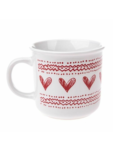 Casa de Engel Keramična skodelica s srci, bela, 450ml, 6/36