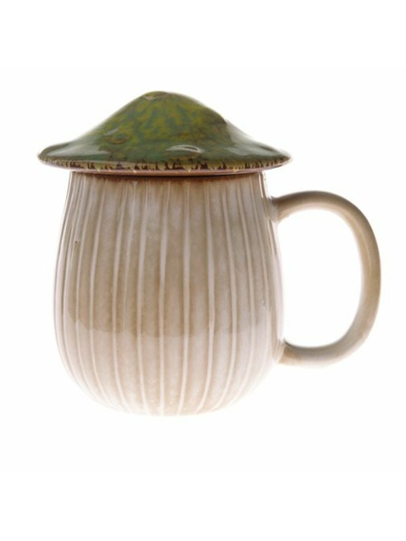 Casa de Engel Keramična skodelica z pokrovom - goba, 550ml, zelena, 1/16