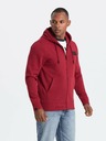 Ombre Clothing Moška jopa s kapuco in našitkom - rdeča V3 OM-SSZP-0140 Ombre Clothing