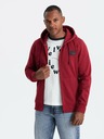Ombre Clothing Moška jopa s kapuco in našitkom - rdeča V3 OM-SSZP-0140 Ombre Clothing