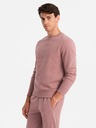 Ombre Clothing Moška bombažna jopa s kapuco BASIC temno roza Ombre Clothing