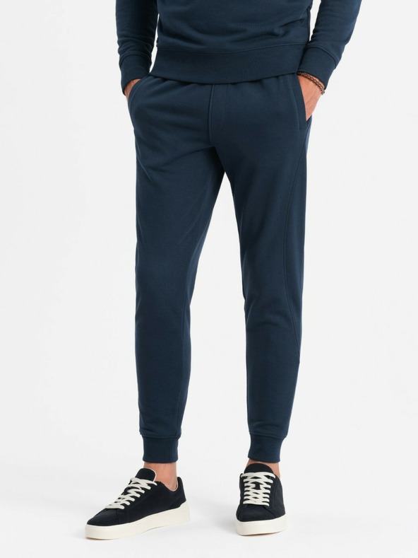 Ombre Clothing Moška bombažna majica BASIC temno modra Ombre oblačila