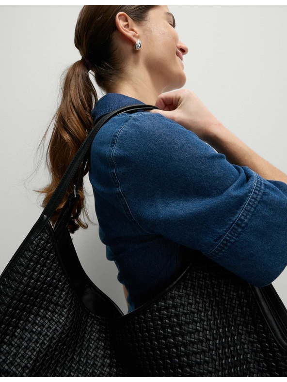 Marks & Spencer Džins srajčna midi obleka z gumbi spredaj Marks & Spencer mornarsko modra