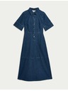 Marks & Spencer Džins srajčna midi obleka z gumbi spredaj Marks & Spencer mornarsko modra