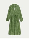 Marks & Spencer Potiskana midi srajčna obleka z V-izrezom Marks & Spencer zelena