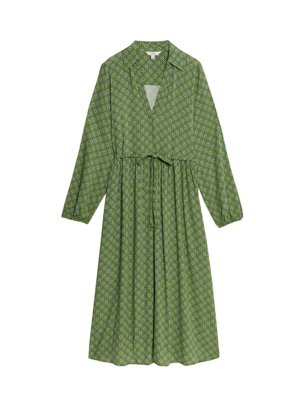Marks & Spencer Potiskana midi srajčna obleka z V-izrezom Marks & Spencer zelena
