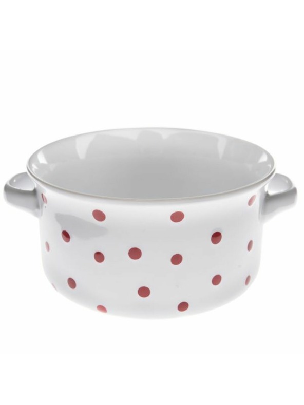 Casa de Engel Keramična skodelica, bela z rdečimi pikami, 560 ml, 6/24