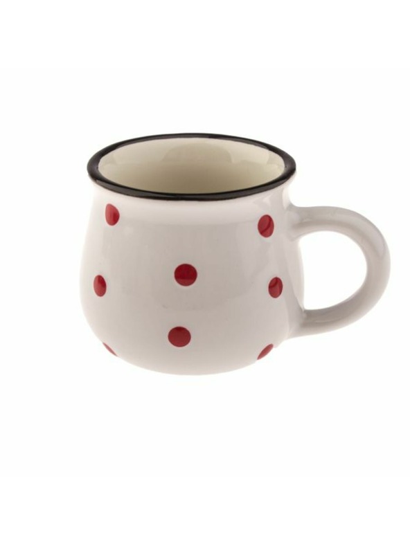 Casa de Engel Keramičen lonček - bel s pikami, 75 ml, 24/144