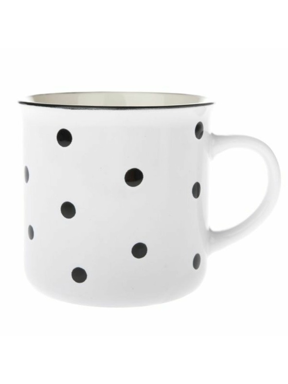 Casa de Engel Keramičen lonček, bel s črnimi pikami, 470 ml, 6/24