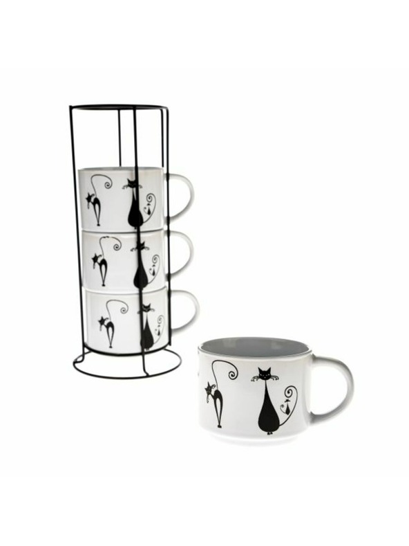 Casa de Engel Keramične skodelice v kovinskem podstavku, 4x300 ml, 1/9