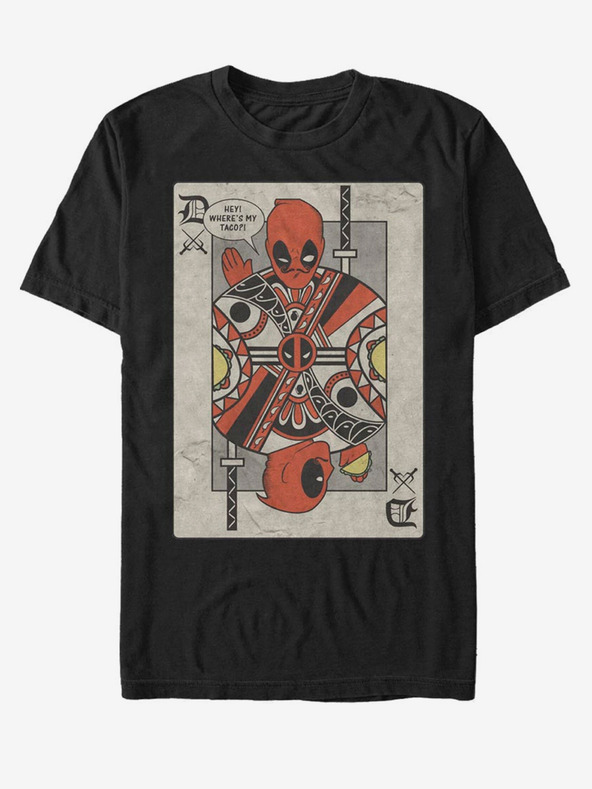 ZOOT.Fan Črna unisex majica Marvel Deadpool z igralnimi kartami