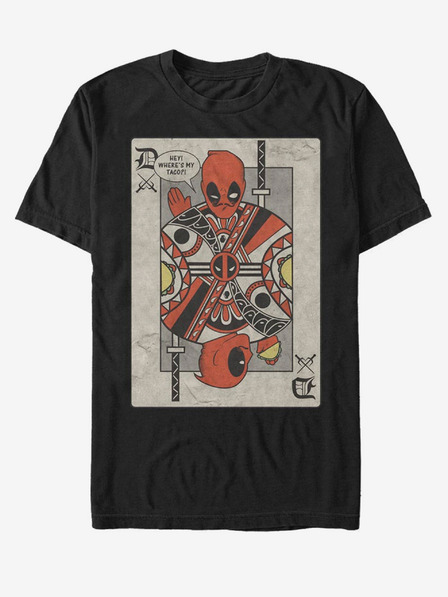 ZOOT.Fan Črna unisex majica Marvel Deadpool z igralnimi kartami