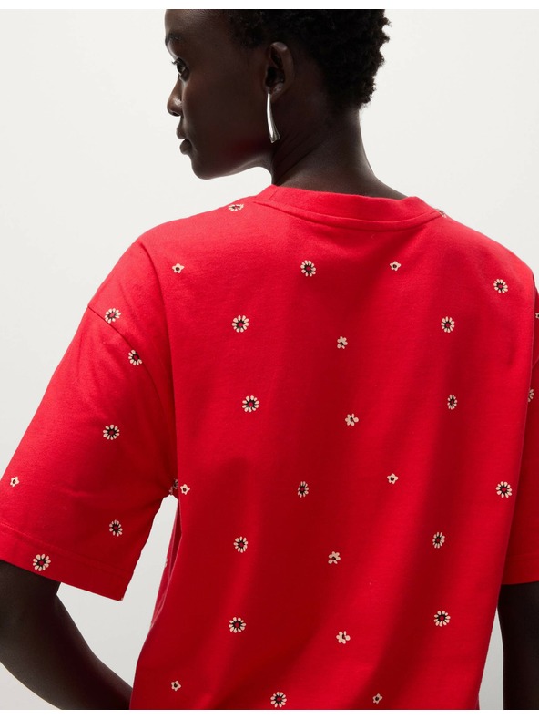 Marks & Spencer Marks & Spencer cvetlična majica iz čistega bombaža rdeča