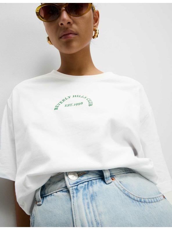 Marks & Spencer Majica iz čiste bombaže s teksturo, normalen kroj Marks & Spencer bela