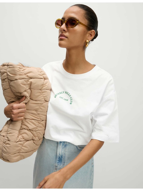 Marks & Spencer Majica iz čiste bombaže s teksturo, normalen kroj Marks & Spencer bela